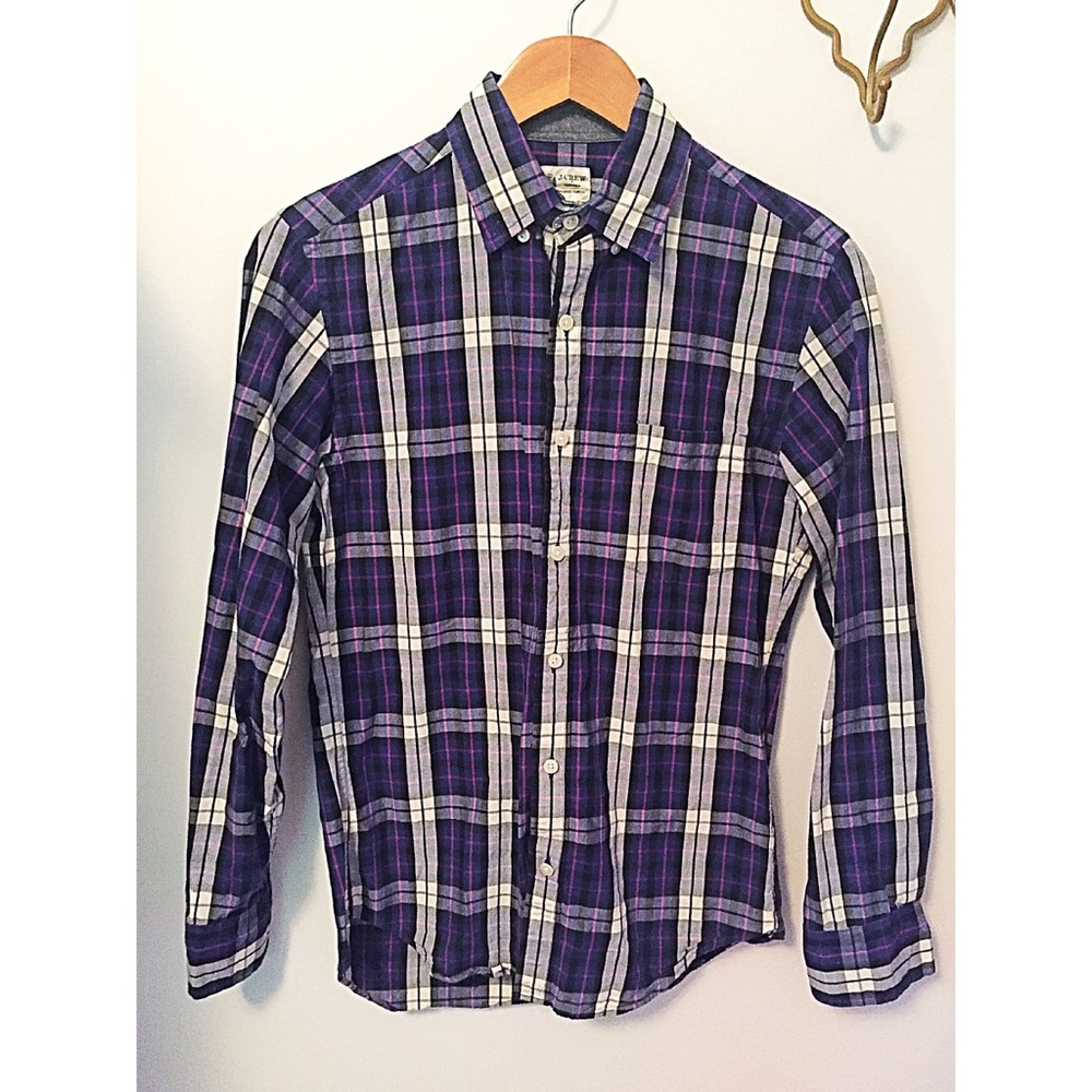 J. Crew Washed Tartan Purple Button-down